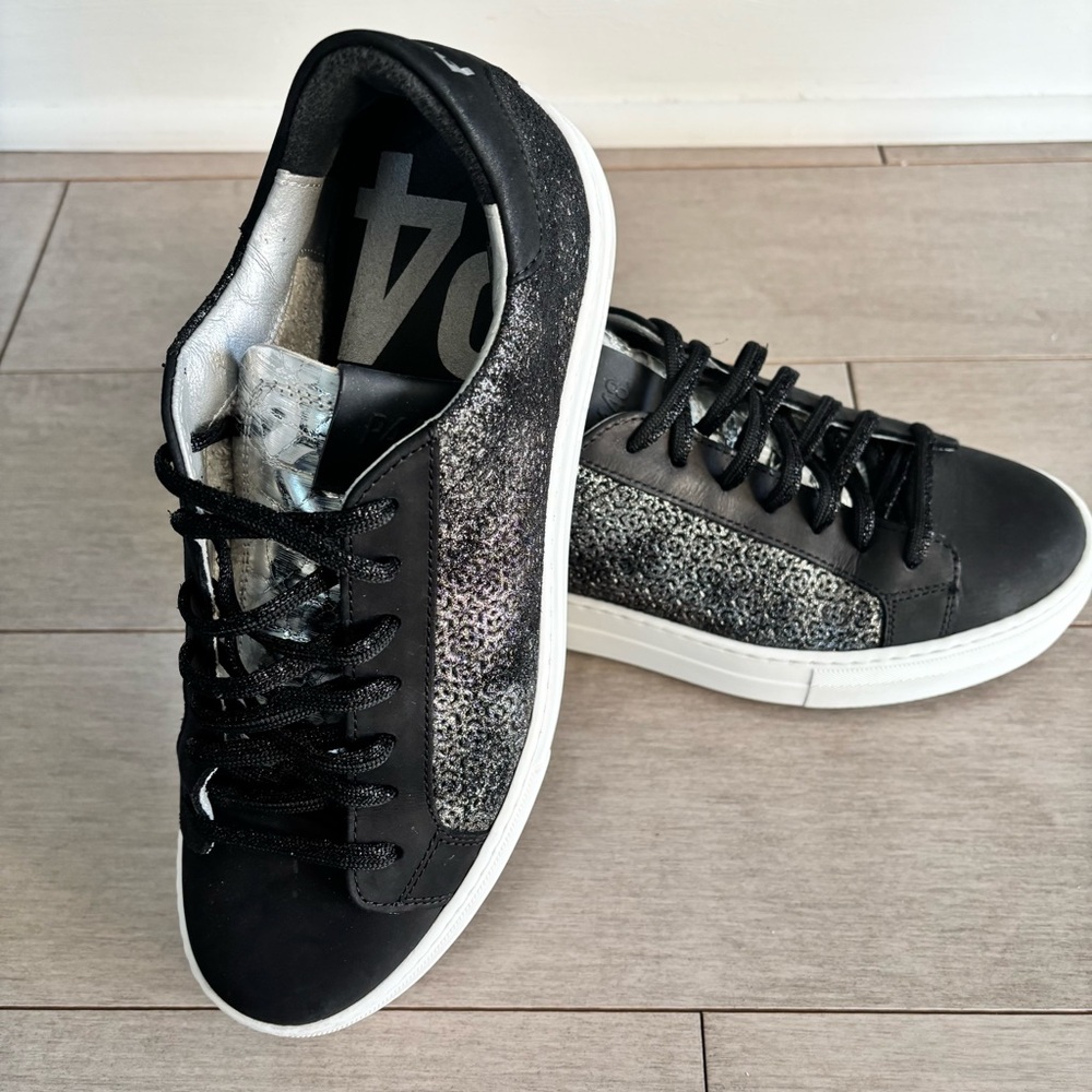 P448 Women’s Thea Black Leather Sneakers